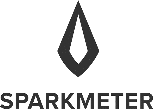 SparkMeter logo in monochrome, highlighting the technology collaboration enabling ARC Power to deliver scalable and efficient grid connectivity solutions.